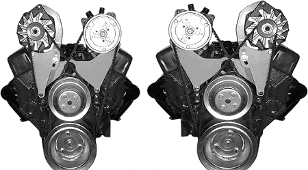 CHEVY SMALL BLOCK SHORT WATER PUMP & LONG WATER PUMP COMPRESSOR/ALTERNATOR BRACKETS